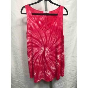 Zenana Tie Dye Tank Top Plus Size 2X Pink White Swirl Sleeveless